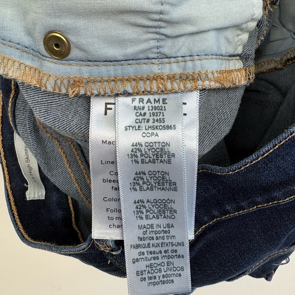 Frame Le High Skinny Jeans in Dark Wash size 26 in good condition casual - Picture 11 of 15